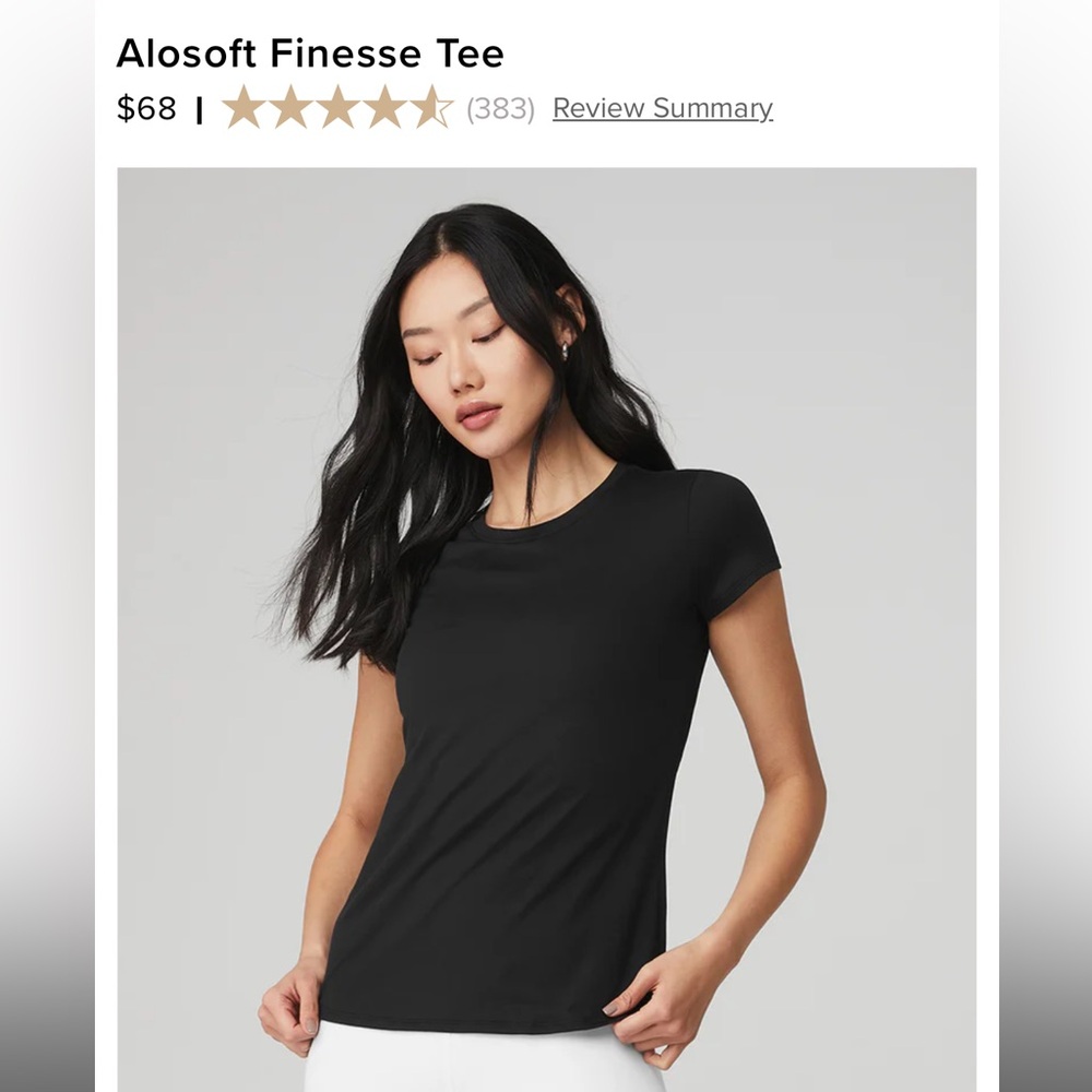 ALOSOFT FINESSE TEE. Black, size large